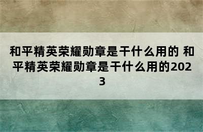 和平精英荣耀勋章是干什么用的 和平精英荣耀勋章是干什么用的2023